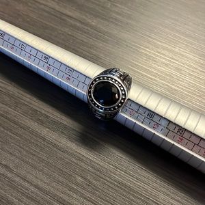 Stainless Steel large black stone RING